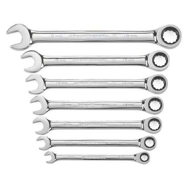 Gearwrench 7 Piece 72-Tooth 12 Point Ratcheting Combination Metric Wrench Set - 9417