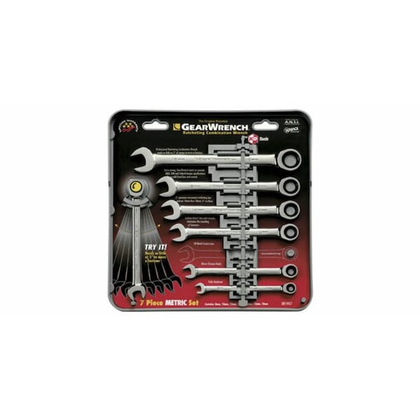 Gearwrench 7 Piece 72-Tooth 12 Point Ratcheting Combination Metric Wrench Set - 9417