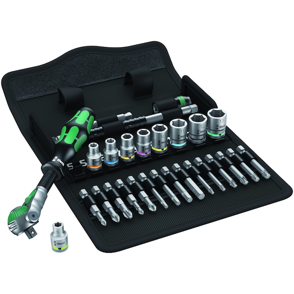 Wera Speed Ratchet Set, 1/4" Drive, Metric, 2 - 05004016001