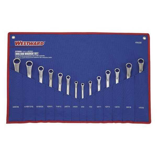 Westward Box Wrench Set, 1/4" - 7/8", 6 - 19mm, 14pc - 4YR23