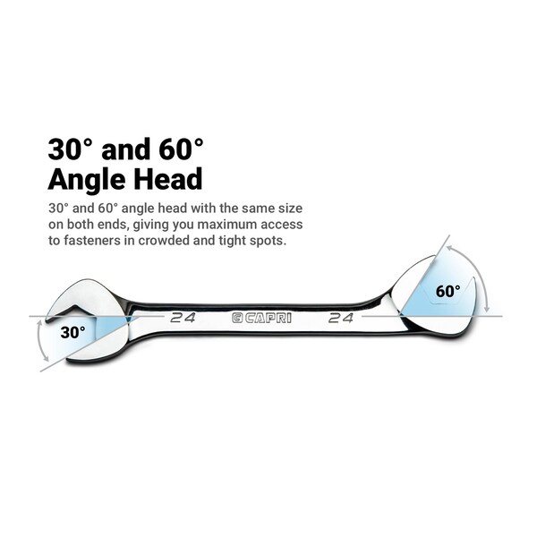 Capri Tools 24mm Angle Open End Wrench, 30Deg and 60Deg Angles, Metric - CP11924