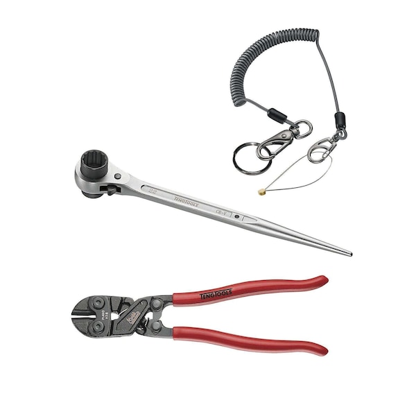 Teng Tools 19 x 22mm Scaffold Wrench w/8" Mini Bolt Cutters An - podgerboltwire