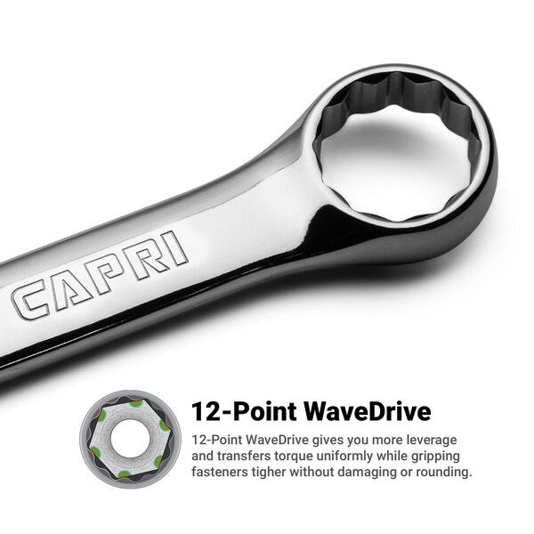 Capri Tools MaxChrome Combination Wrench Set, 6 to 24 mm, 19Pcs W HeavyDuty Canvas Pouch - CP11390PK