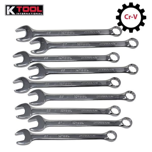 K-Tool International Metric Combo Wrench Set, 20mm-28mm, 9 pcs. - KTI-41801