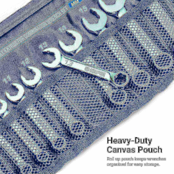 Capri Tools WaveDrive Pro Stubby Combination Wrench Set Regular Rounded Bolts, 8 19 mm, Metric - CP11750-12MSBPK