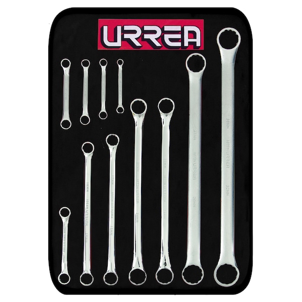 Urrea Full polished 12 - pt 15° box-end wrenches (Set of 11 pieces), metric - 1100SM