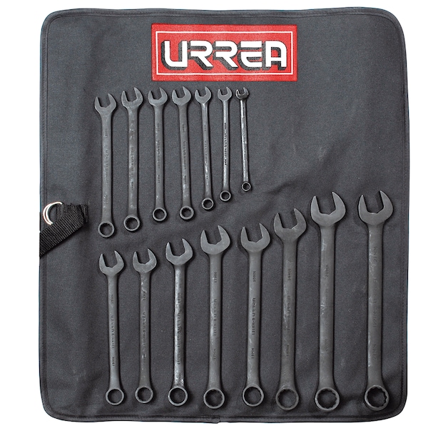 Urrea 12-point black finish combination wrench set (15 pieces). - 1200FB