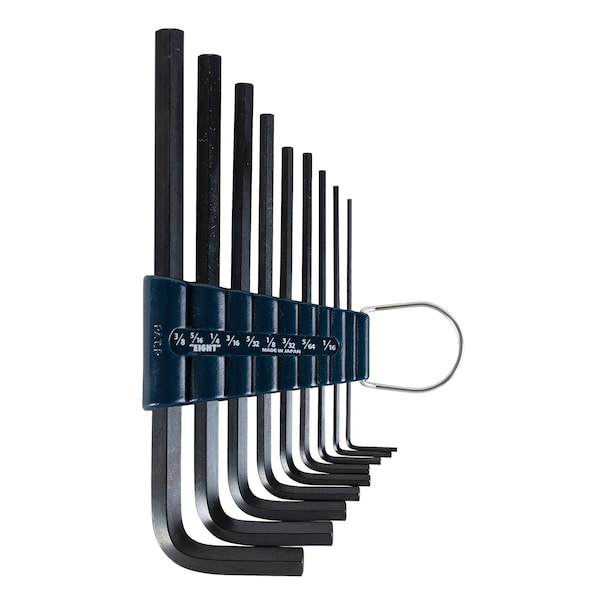 Eight Tool HEX KEY L-HANDLE LONG SET, 9PC 1/16-3/8INCH BLK - 008-S9Z