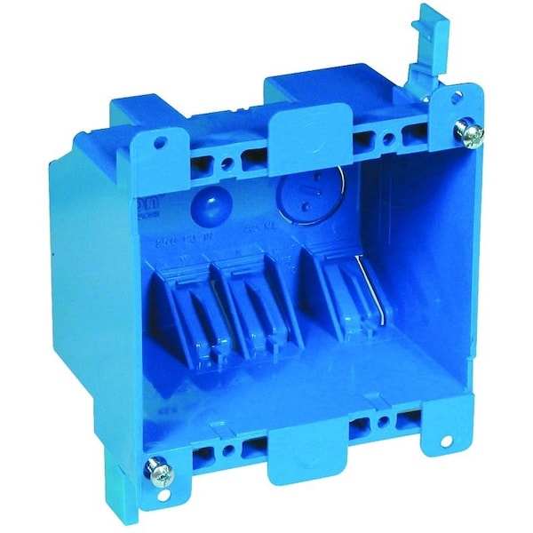 Carlon Outlet Box, 2 -Gang, PVC, Blue, Clamp Mounting - B225R-UPC