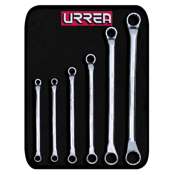Urrea Full polished 12-point 45° box-end wreches (set of 6 pieces), metric. - 8100CM
