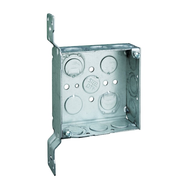 Steel City Electrical Box, 21 cu in, Outlet Box Type, Steel, Square Shape - 52151CV 1/2 3/4