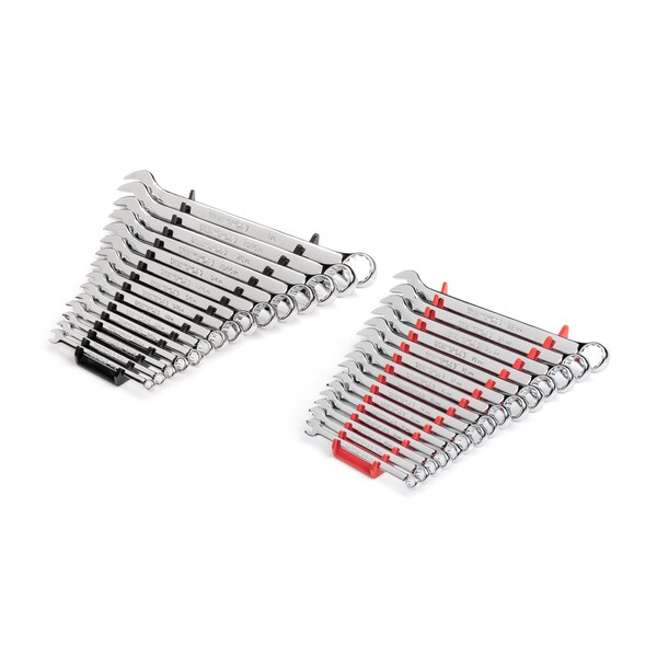 Tekton Combination Wrench Set, 30-Piece (1/4-1", 8-22mm) - Rack - WCB92303