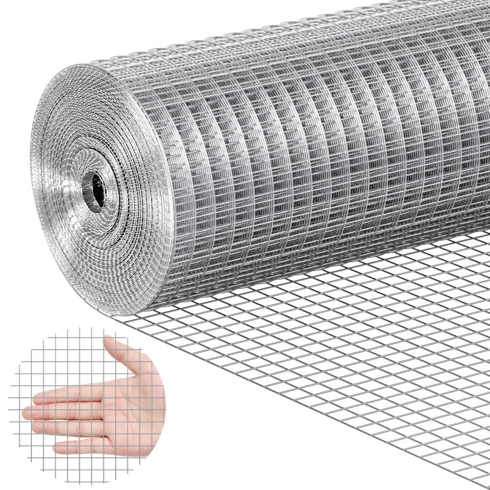 VEVOR Hardware Cloth, 1/2 inch 24in x 25 ft 19 Gauge, Hot Dipped Galvanized Wire Mesh Roll, Chicken Wire Fencing, Wire Mesh for Rabbit Cages, Garden, Small Rodents - DXGSWL24IN25CF4GSV0