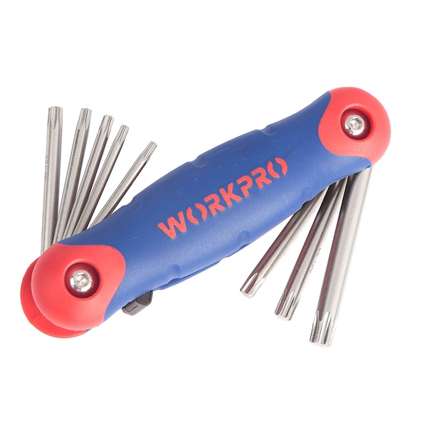 Prime-Line WORKPRO W022003 Folding Torx Key Set, Chrome-Vanadium Steel, Hardened 1 Set - W022003
