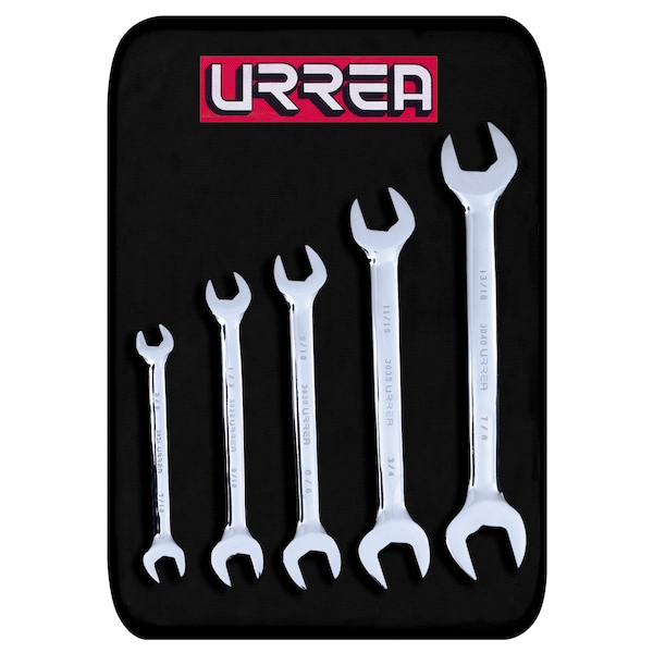 Urrea Full polished Open-end Wrench Set (5 pieces), inches - 3000N