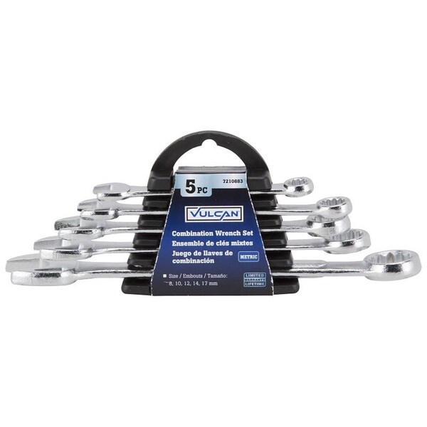Vulcan Combination Wrench Set, 5-Piece, Steel, Chrome, Silver - JL16062