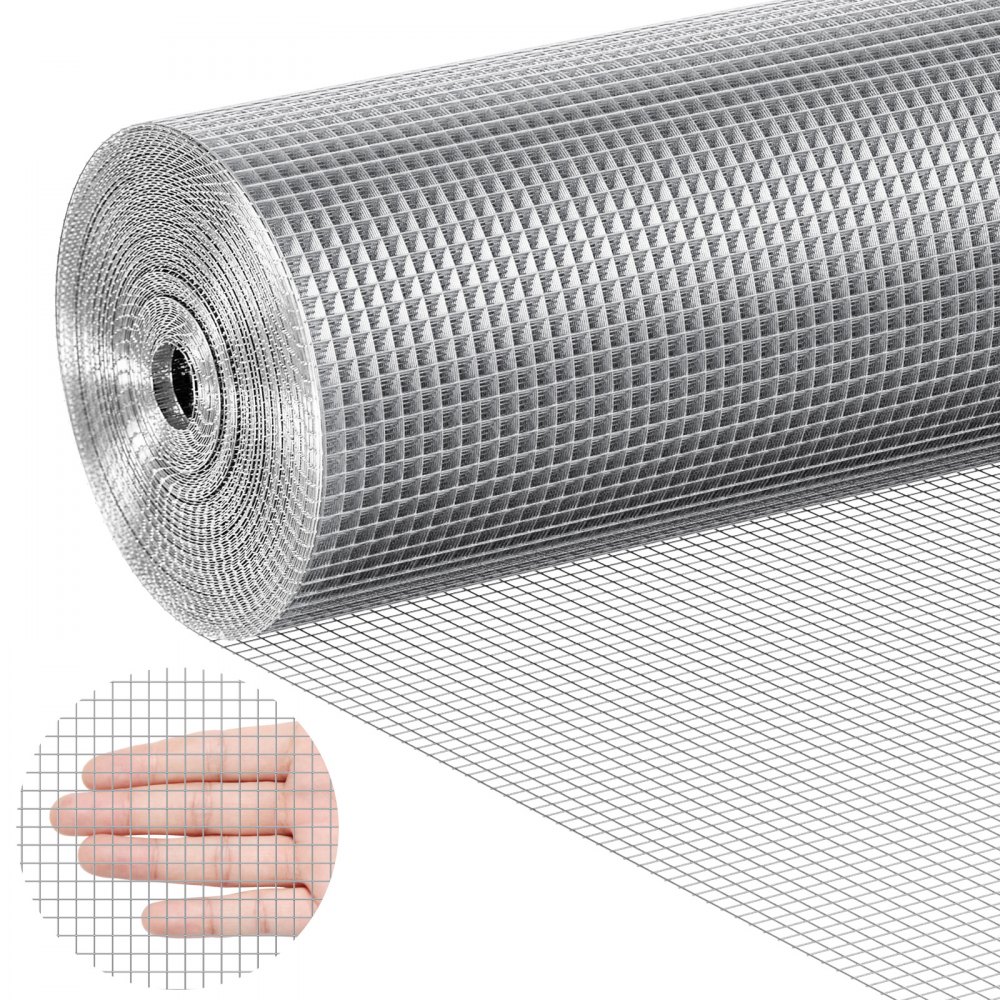 VEVOR Hardware Cloth, 1/4 inch 48in x 100 ft 23 Gauge, Hot Dipped Galvanized Wire Mesh Roll, Chicken Wire Fencing, Wire Mesh for Rabbit Cages, Garden, Small Rodents - DXGSWL48IN105VTQ7V0