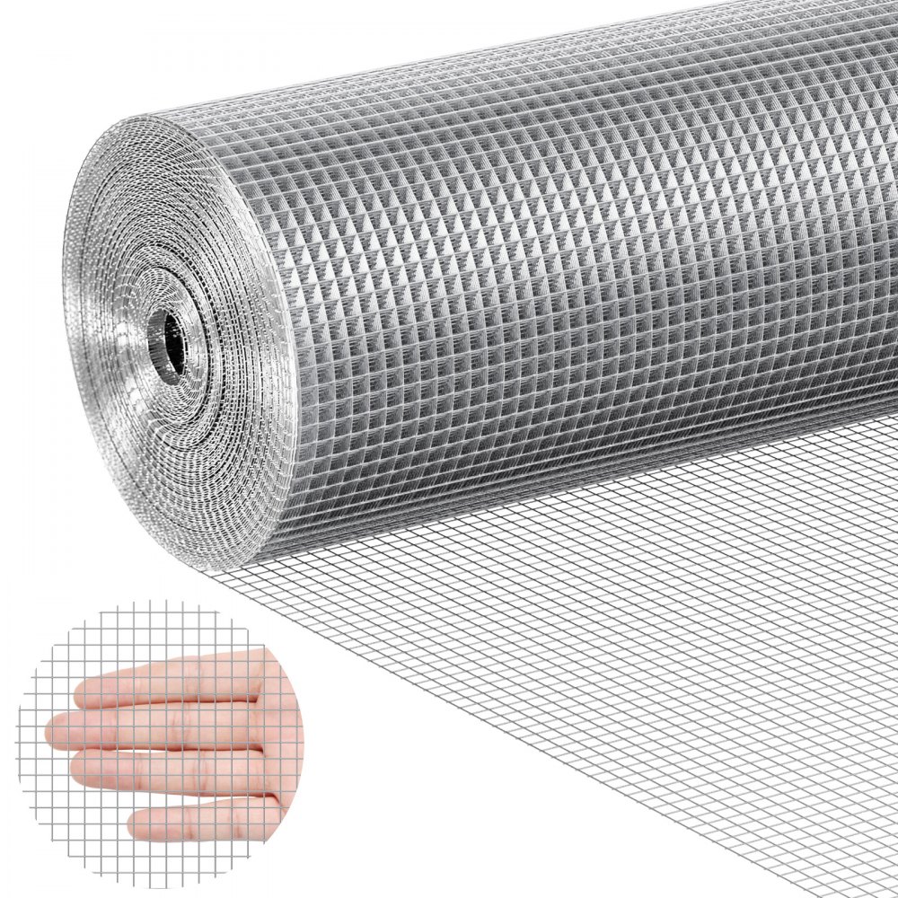 VEVOR Hardware Cloth, 1/4 inch 48in x 50 ft 23 Gauge, Hot Dipped Galvanized Wire Mesh Roll, Chicken Wire Fencing, Wire Mesh for Rabbit Cages, Garden, Small Rodents - DXGSWL48IN50W2KWSV0