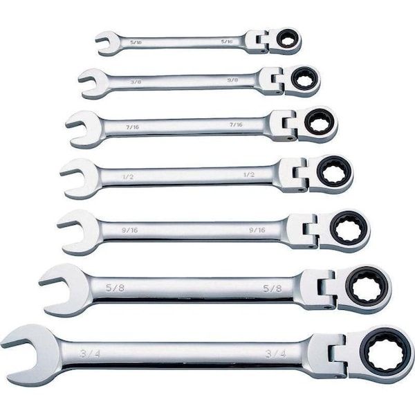 Vulcan Wrench Set, 7-Piece, Chrome Vanadium Steel, Mirror Polish, Silver, Specifications: SAE Measurement - FPG7I