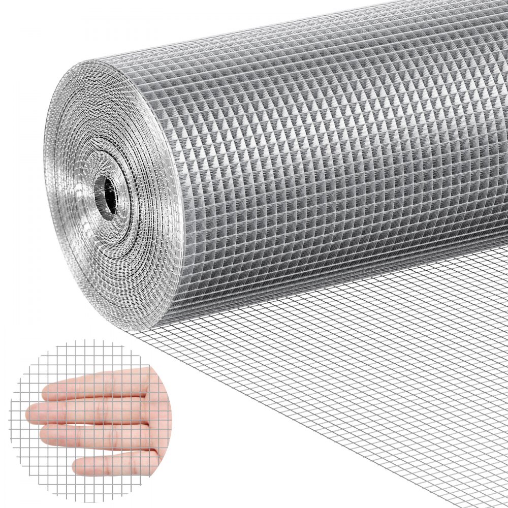 VEVOR Hardware Cloth, 1/4 inch 36in x 100 ft 23 Gauge, Hot Dipped Galvanized Wire Mesh Roll, Chicken Wire Fencing, Wire Mesh for Rabbit Cages, Garden, Small Rodents - DXGSWL36IN10L6KS7V0