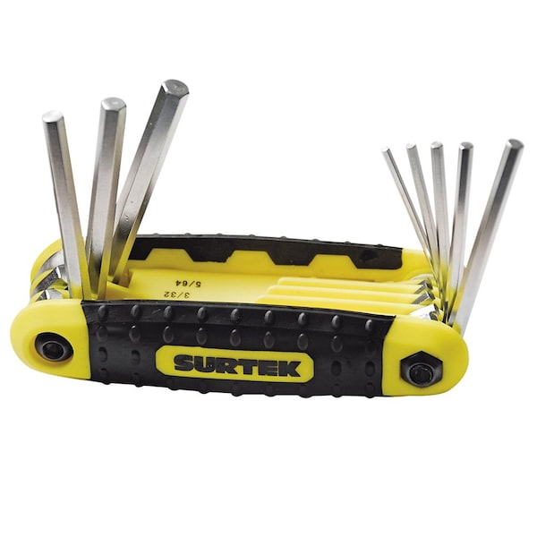 Surtek Folding Hex Key Allen Wrench Set, 8 Metric Pieces - ALLFNX8M