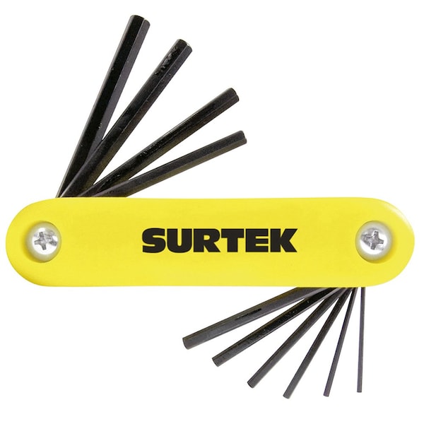 Surtek Folding Hex Key Allen Wrench Set 7 Imperial Pieces - ALLFNP10