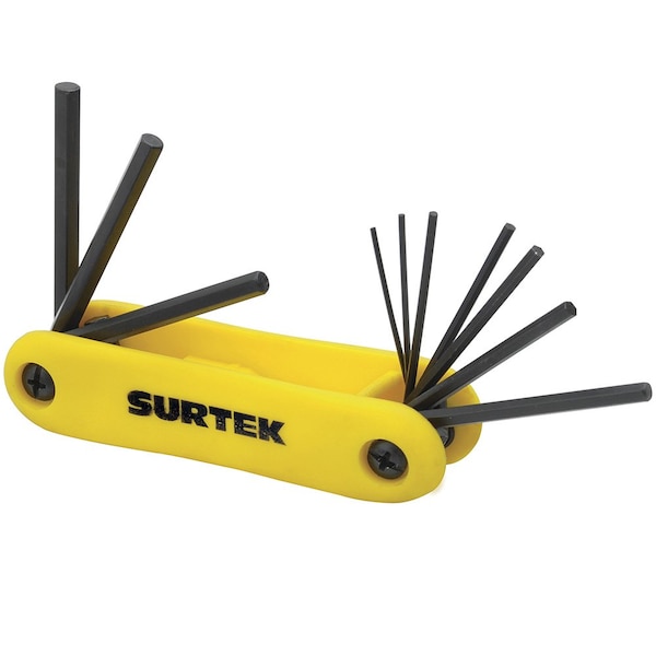 Surtek Folding Hex Key Allen Wrench Set, 7 Metric Pieces - ALLFNP10M