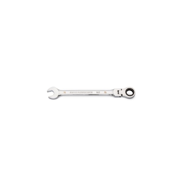 Gearwrench 15mm 90-Tooth 12 Point Flex Head Ratcheting Combination Wrench - 86715