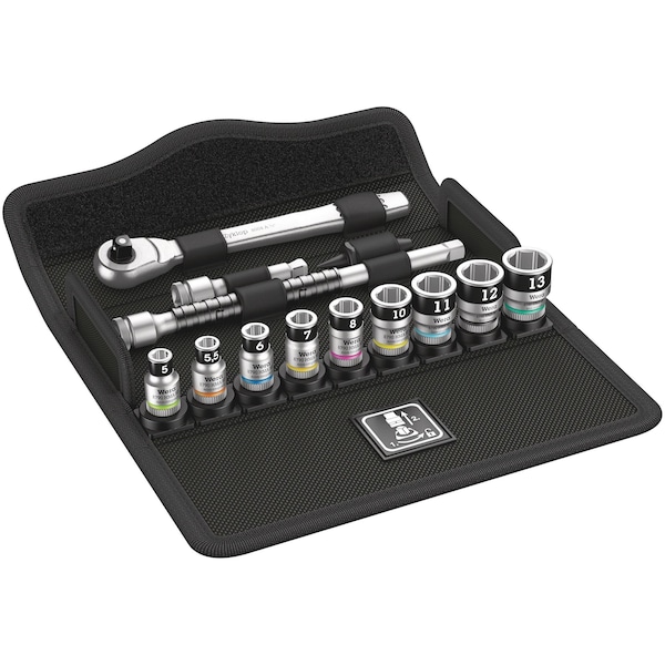 Wera Metal Ratchet Set, 1/4" Drive, Metric, 1 - 05003756001