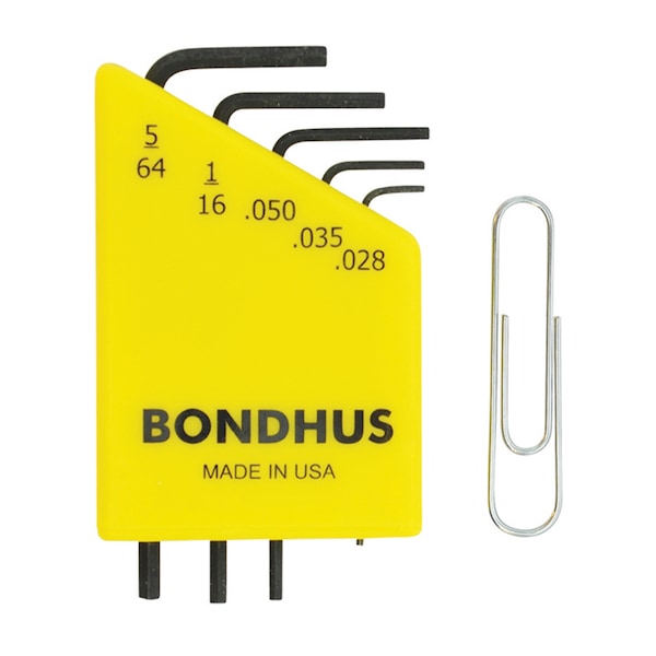 Bondhus Set 5 Hex L-Wrench .028-5/64" in Clamshell with Card - 12243