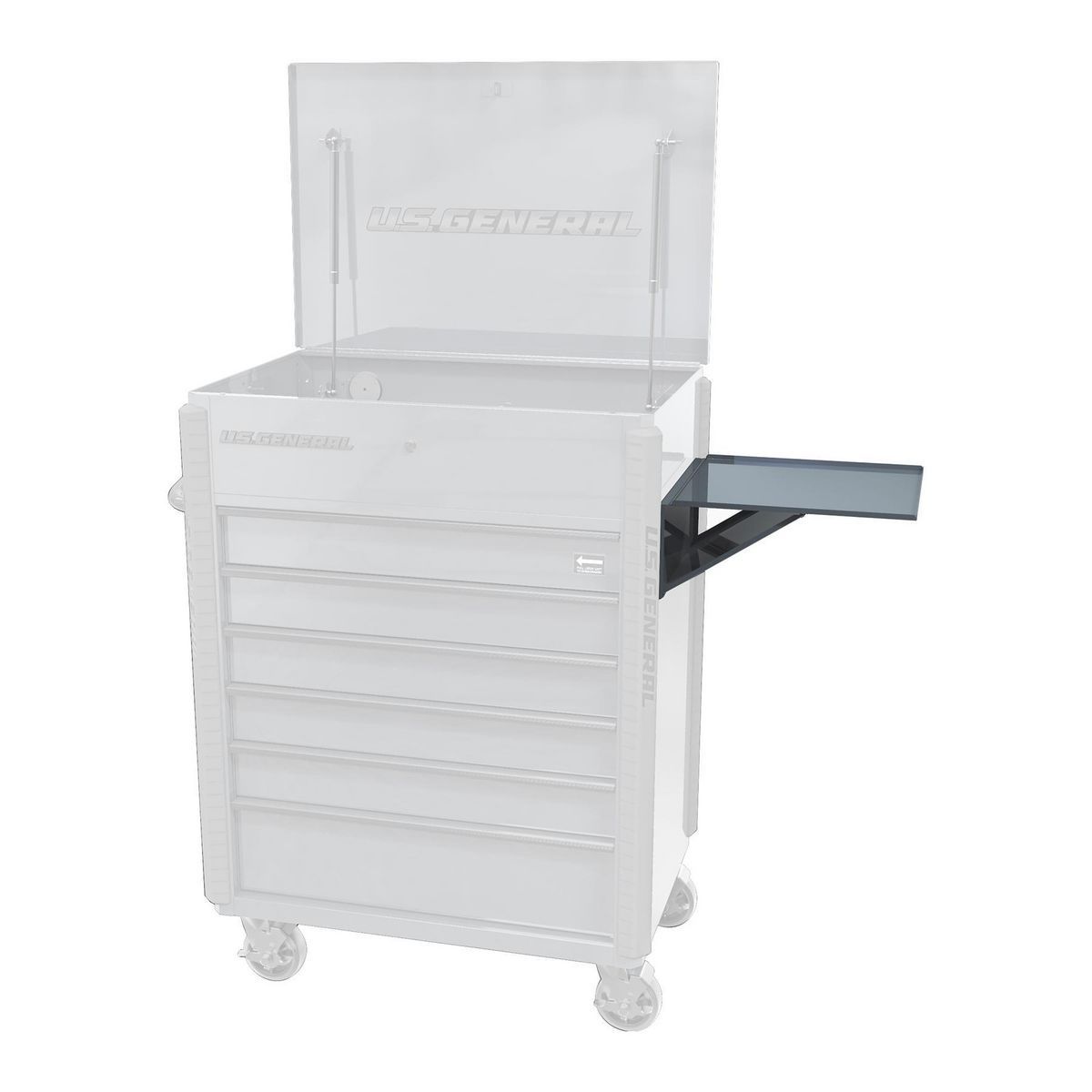 Charola lateral general de EE. UU. para carrito de mecánica de 5 cajones y carrito de banco completo de 6 cajones, gris pizarra - 59197