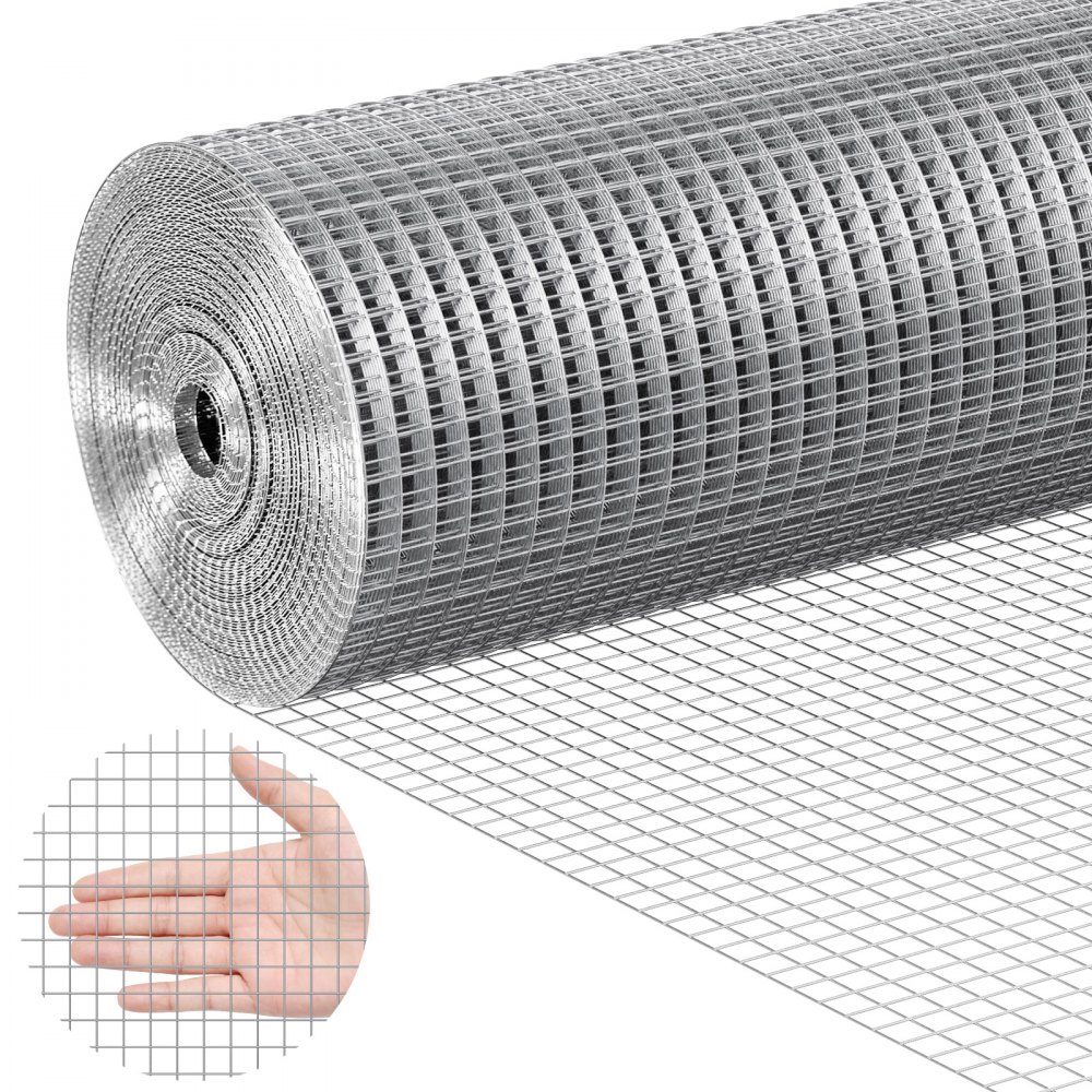 VEVOR Hardware Cloth, 1/2 inch 48in x 50 ft 19 Gauge, Hot Dipped Galvanized Wire Mesh Roll, Chicken Wire Fencing, Wire Mesh for Rabbit Cages, Garden, Small Rodents - DXGSWL48IN50DUOMAV0