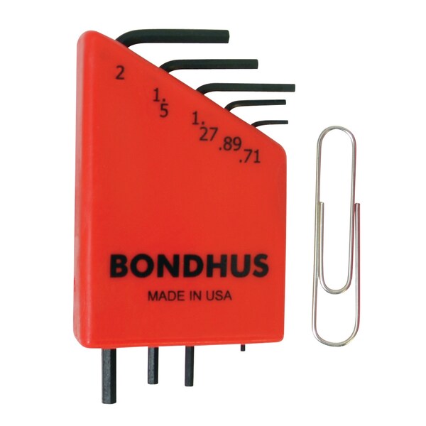 Bondhus Set 5 Hex L-Wrench .71-2.0MM in Clamshell with Card - 12242