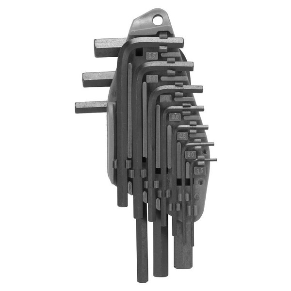 Vulcan Hex Key Set, 10-Piece, Chrome Vanadium Steel, Black, Specifications: Short Arm, Metric Measurement - TW-050-03