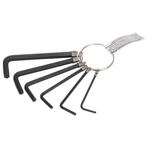 Vulcan Hex Key Set SAE, 6-Piece, Carbon Steel, Black Oxide, Black, Specifications: SAE Measurement - JLW0426-3