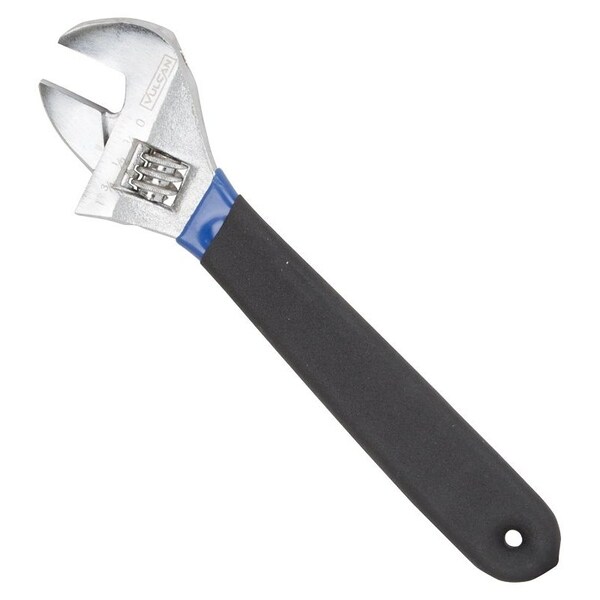 Vulcan Adjustable Wrench, 8 in OAL, 1.04 in Jaw, Steel/Vinyl, Chrome, Non-Slip Handle - JL149083L