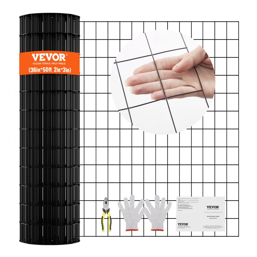 VEVOR Hardware Cloth, 36'' x 50' Galvanized Wire Mesh Roll, 16 Gauge Chicken Wire Fence Roll, Vinyl Coating Metal Wire Mesh for Chicken Coop Barrier, Rabbit Snake Fences, Poultry Enclosures - JSGSWL36IN50LQ843V0