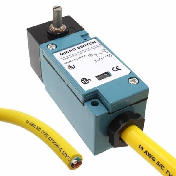 Interruptor de límite/acción rápida Honeywell, Spdt, Momentáneo, 250Vdc, Terminal de cable, Actuador rotativo lateral, Montaje en panel - LSA1AC