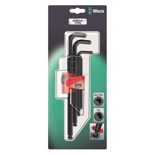 Wera 9 Piece Metric L-Shape Hex Key Set, 05073596001 - 05073596001