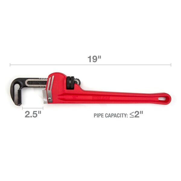 Steelman 18Inch HeavyDuty Cast Iron Straight Handle Pipe Wrench - 60881