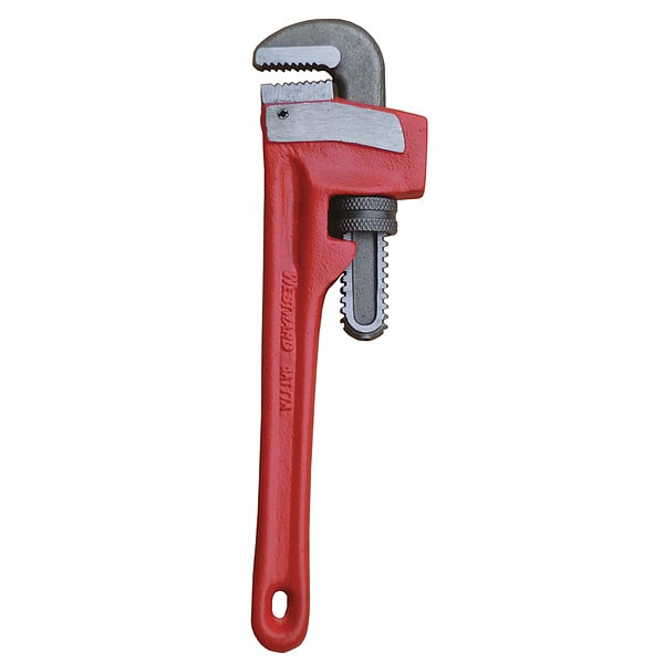 Westward 10 in L 1 1/2 in Cap. Cast Iron Straight Pipe Wrench - 6ATY7