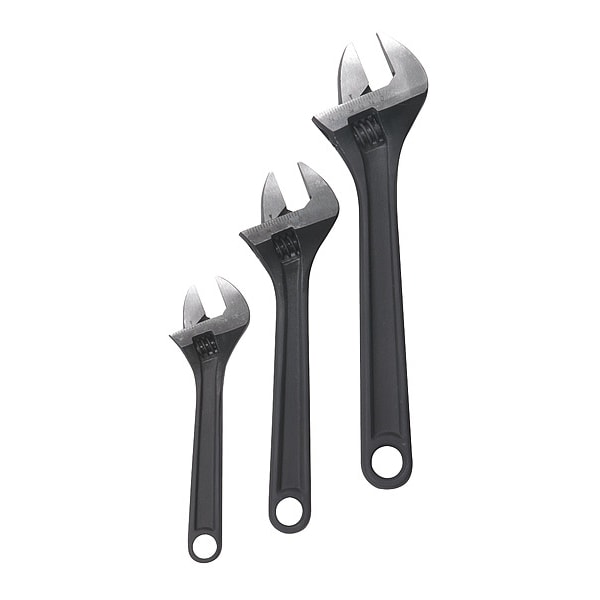 Westward 3-Piece Black Adjustable Wrench Set (6 in, 8 in, 10 in) - 1NYB9