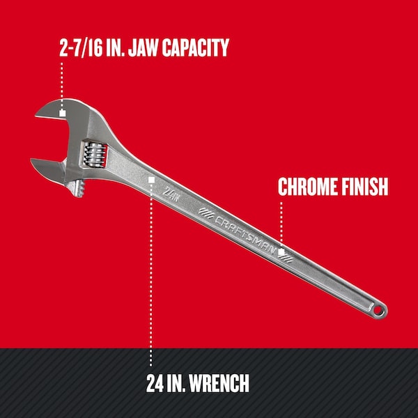Craftsman Adjustable Wrench, 2 7/16" Jaw Capacity - CMMT81627