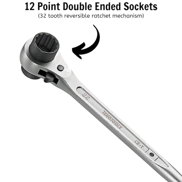 Teng Tools PGW1922 19 x 22mm Ratcheting Podger Scaffold Wrench - PGW1922