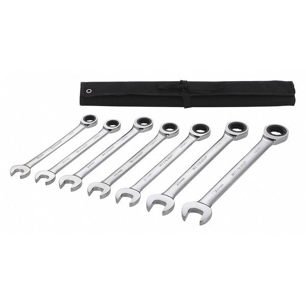 Westward Ratcheting Wrench Set, Metric, 7 pcs. - 54DG25