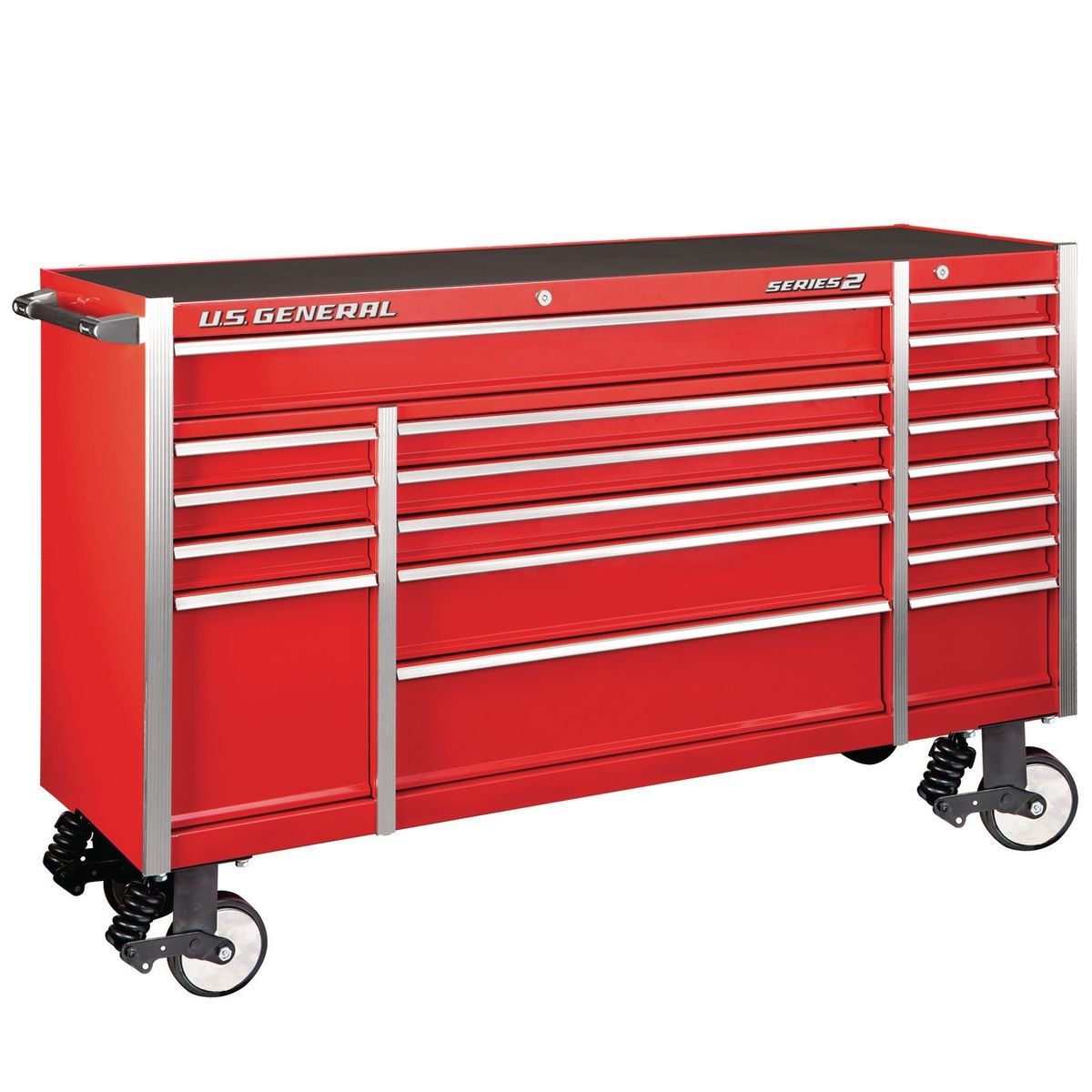 Gabinete de rodillos de triple banco de 72 pulgadas x 22 pulgadas del General de EE. UU., Rojo - 64167
