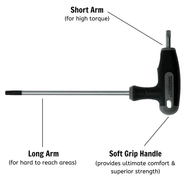 Teng Tools TX/TPX15 Ball Point End T-Handle TX/TPX Torx Driver - 520015 - 520015