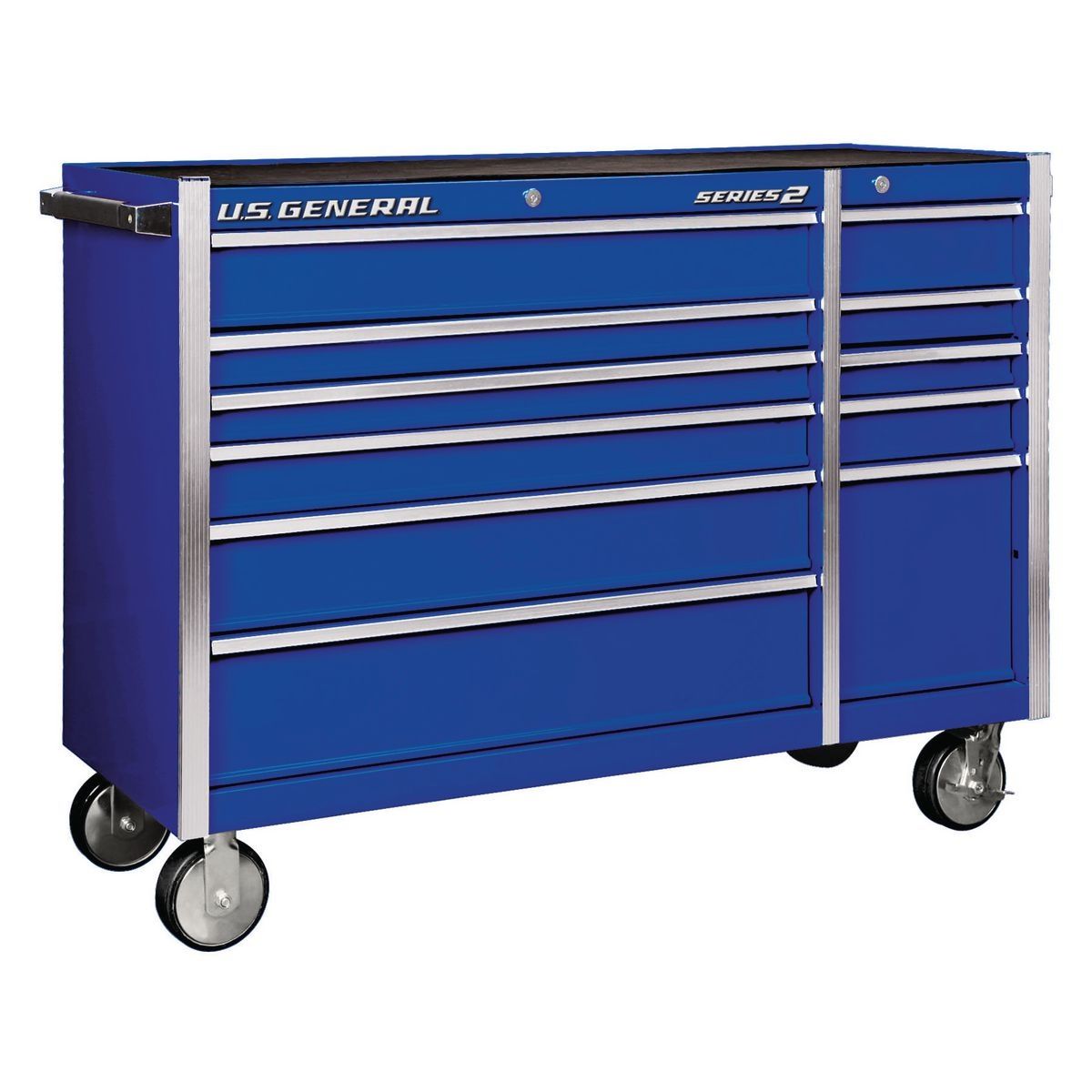 Gabinete de rodillos de doble banco del general estadounidense de 56 pulgadas por 22 pulgadas, color azul - 64864