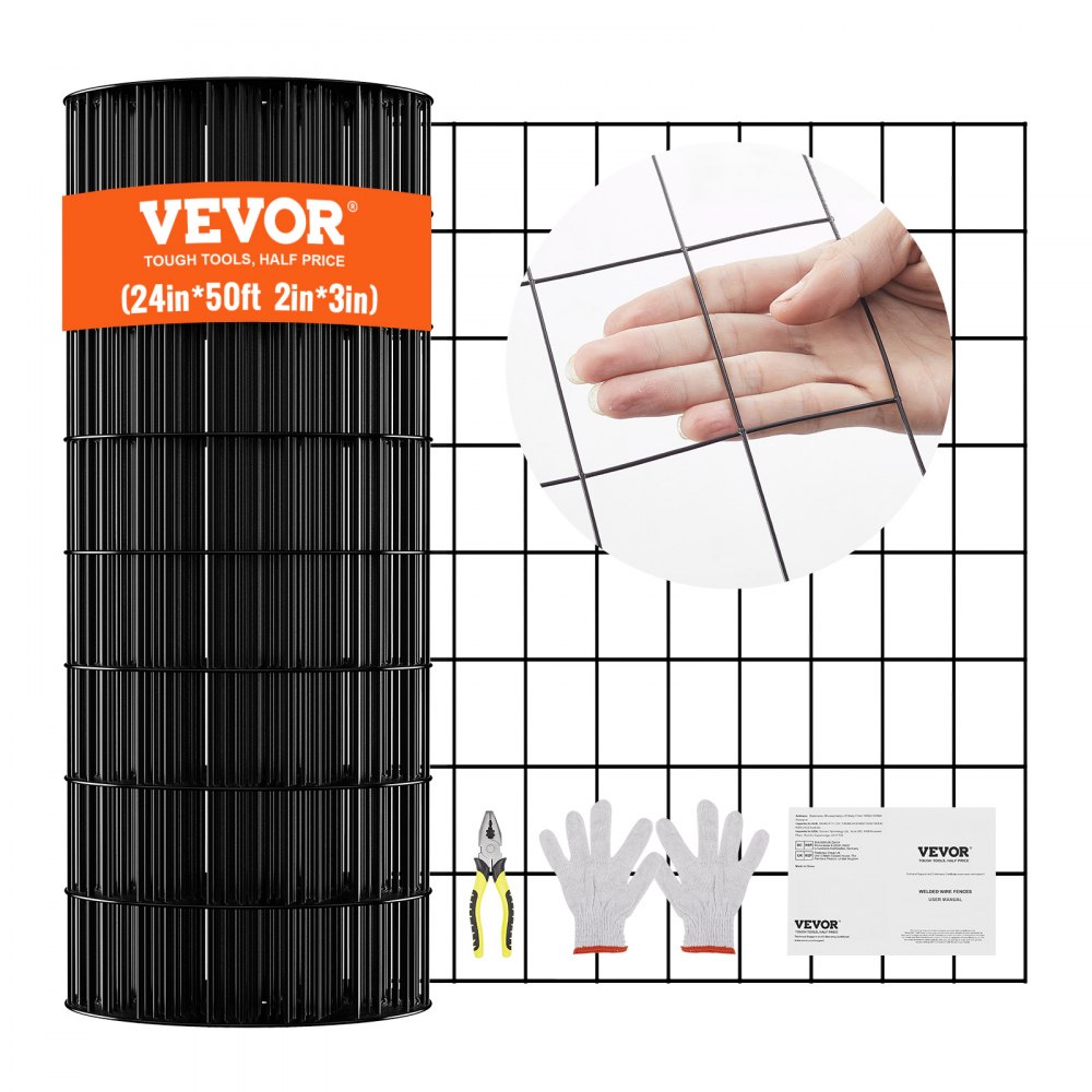 VEVOR Hardware Cloth, 24'' x 50' Galvanized Wire Mesh Roll, 16 Gauge Chicken Wire Fence Roll, Vinyl Coating Metal Wire Mesh for Chicken Coop Barrier, Rabbit Snake Fences, Poultry Enclosures - JSGSWL24IN509K581V0