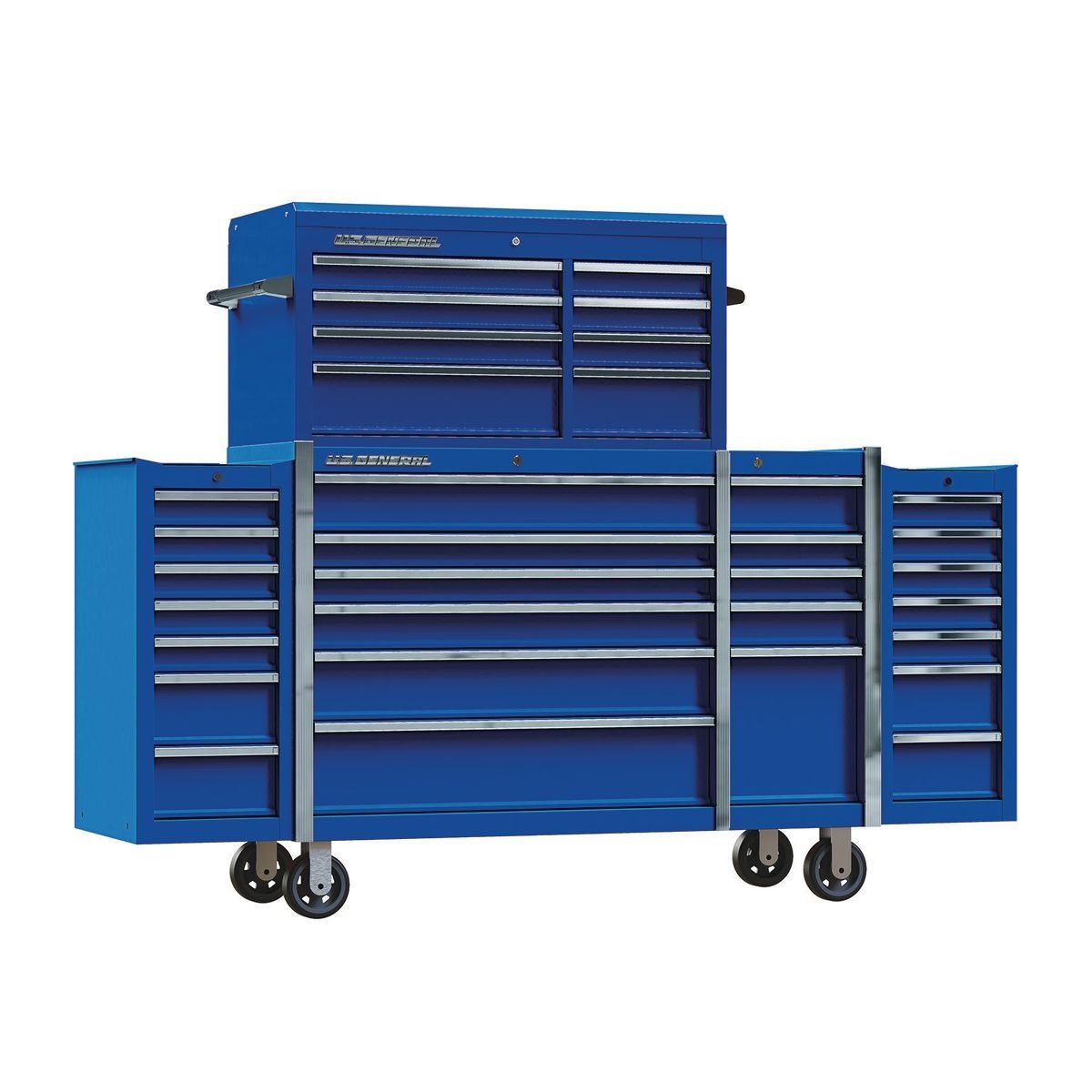 Gabinete de rodillos de doble banco del general estadounidense de 56 pulgadas por 22 pulgadas, color azul - 64864